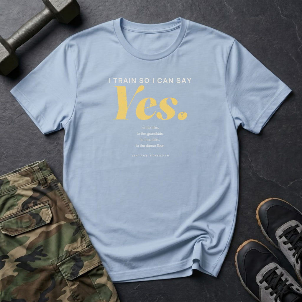 I Train So I Can Say Yes T-Shirt in Heather Navy