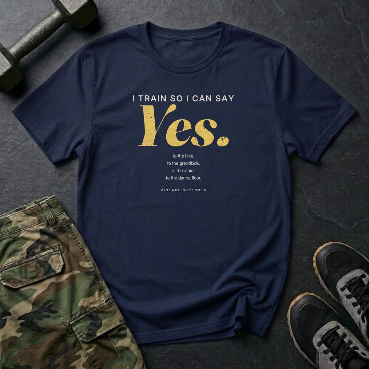 I Train So I Can Say Yes T-Shirt in Navy