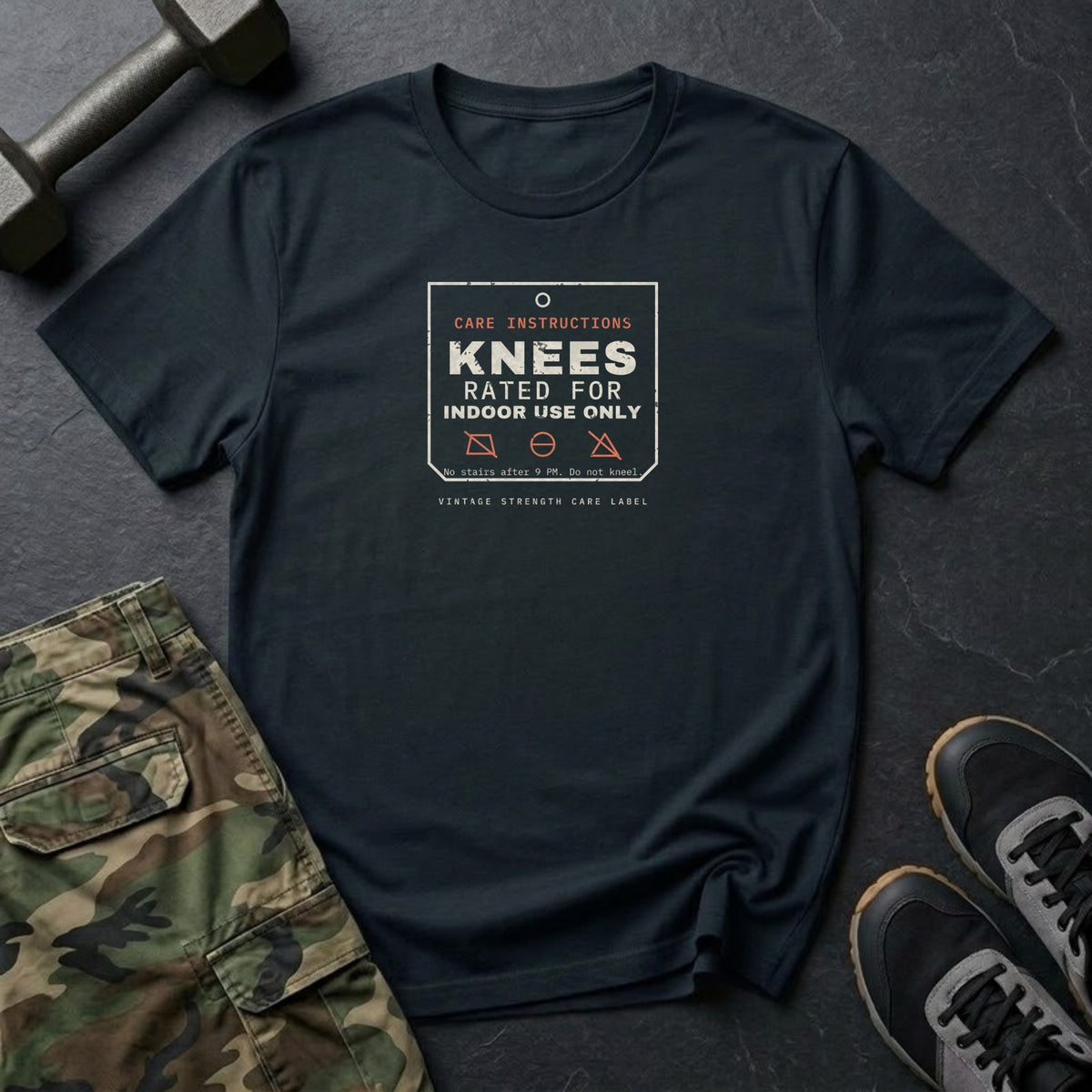 Knees Rated for Indoor Use Only T-Shirt in Black