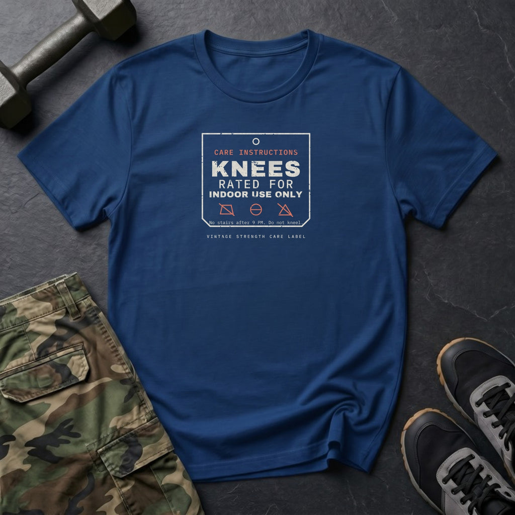 Knees Rated for Indoor Use Only T-Shirt in Heather Navy