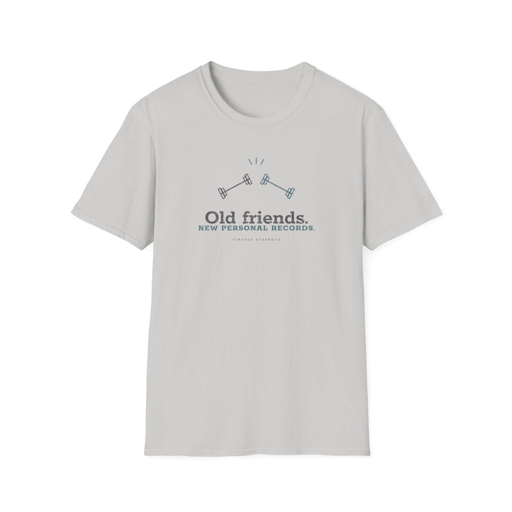 Old Friends. New Personal Records. T-Shirt in Ice Grey