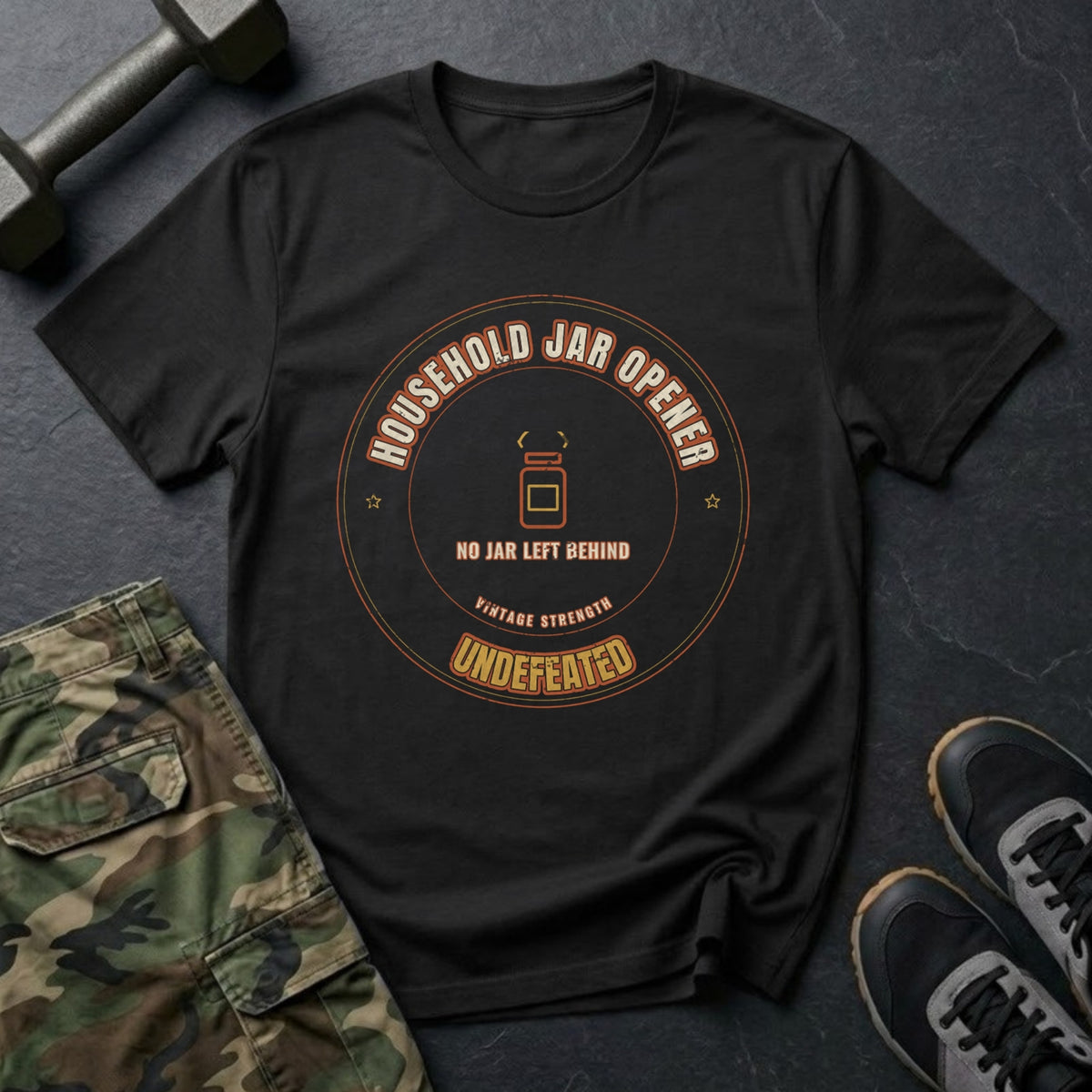 Household Jar Opener: Undefeated T-Shirt in Black