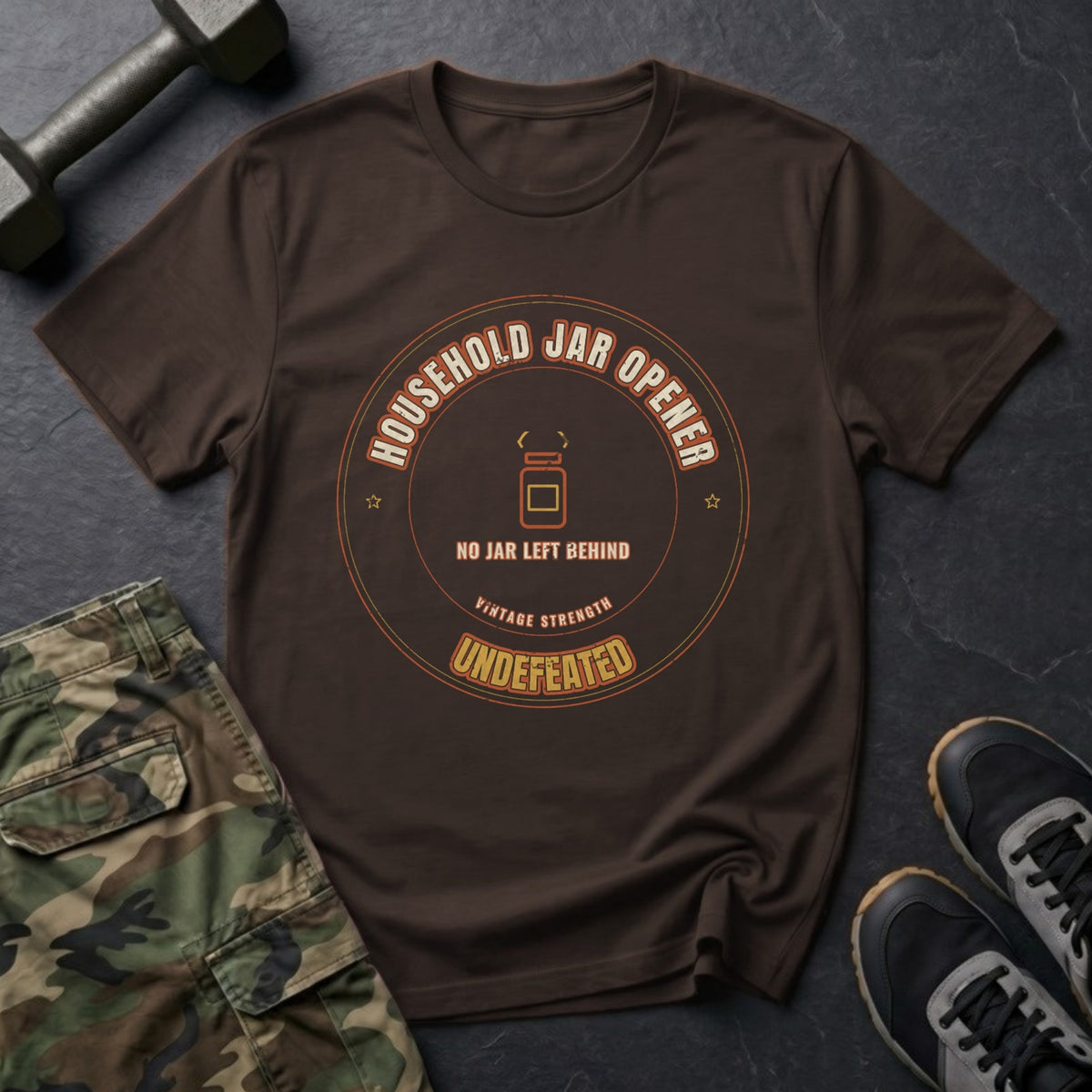 Household Jar Opener: Undefeated T-Shirt in Dark Chocolate