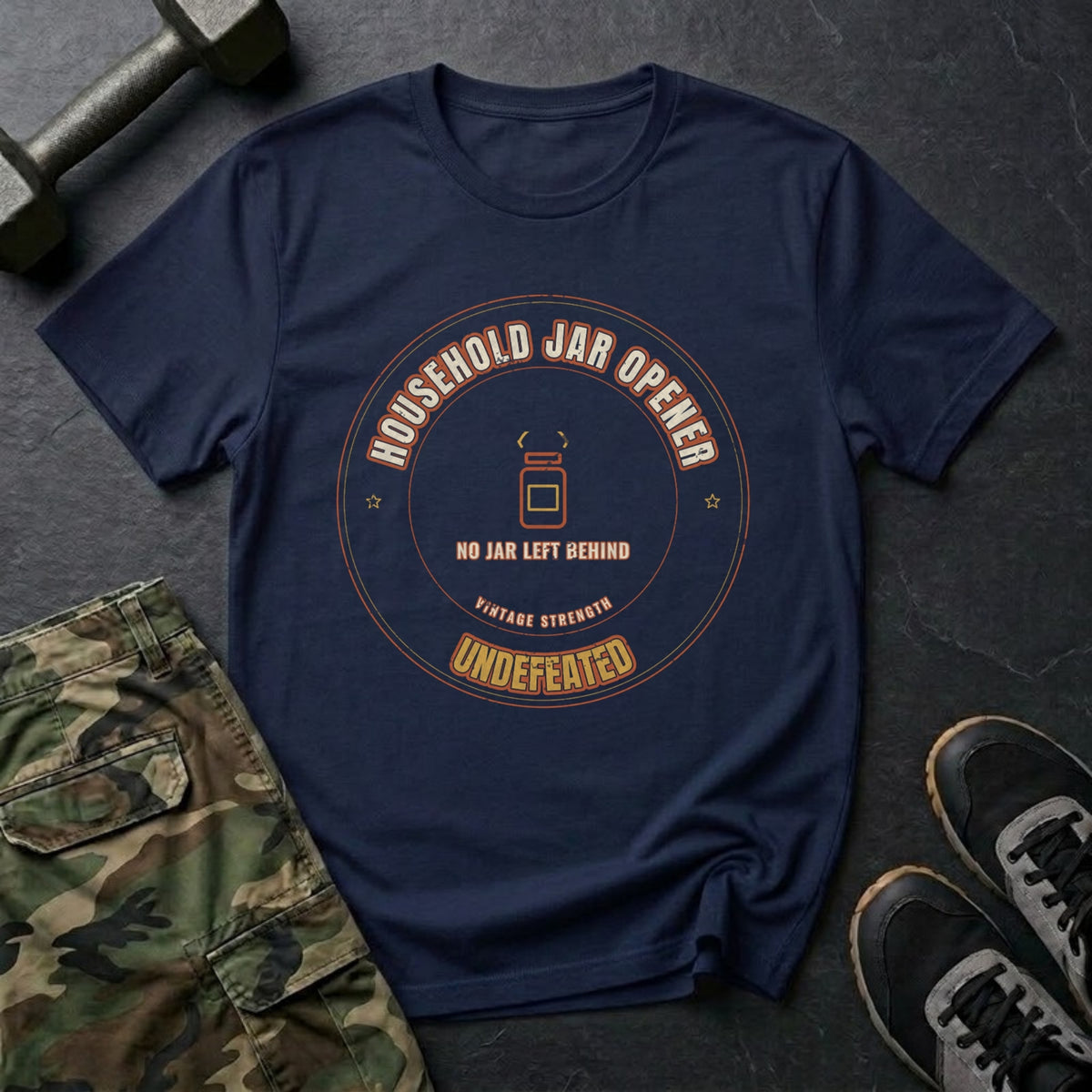 Household Jar Opener: Undefeated T-Shirt in Navy