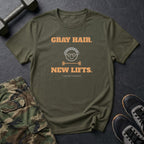 Gray Hair. New Lifts. T-Shirt in Military Green