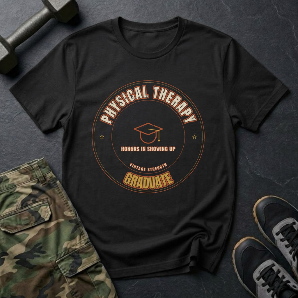 Physical Therapy Graduate: Honors in Showing Up T-Shirt in Black