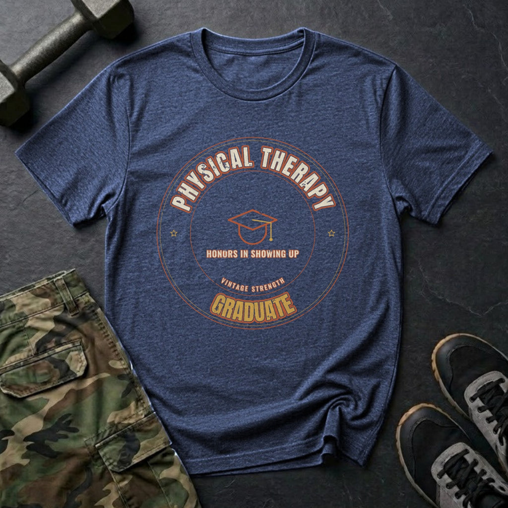 Physical Therapy Graduate: Honors in Showing Up T-Shirt in Heather Navy