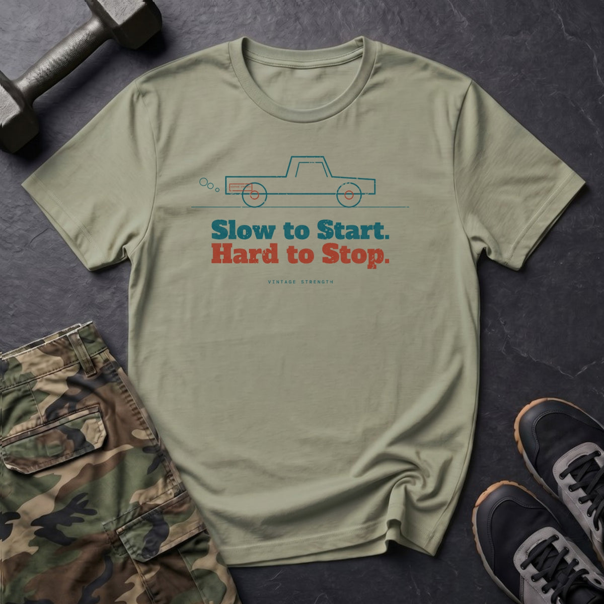 Slow to Start. Hard to Stop. T-Shirt in Pistachio