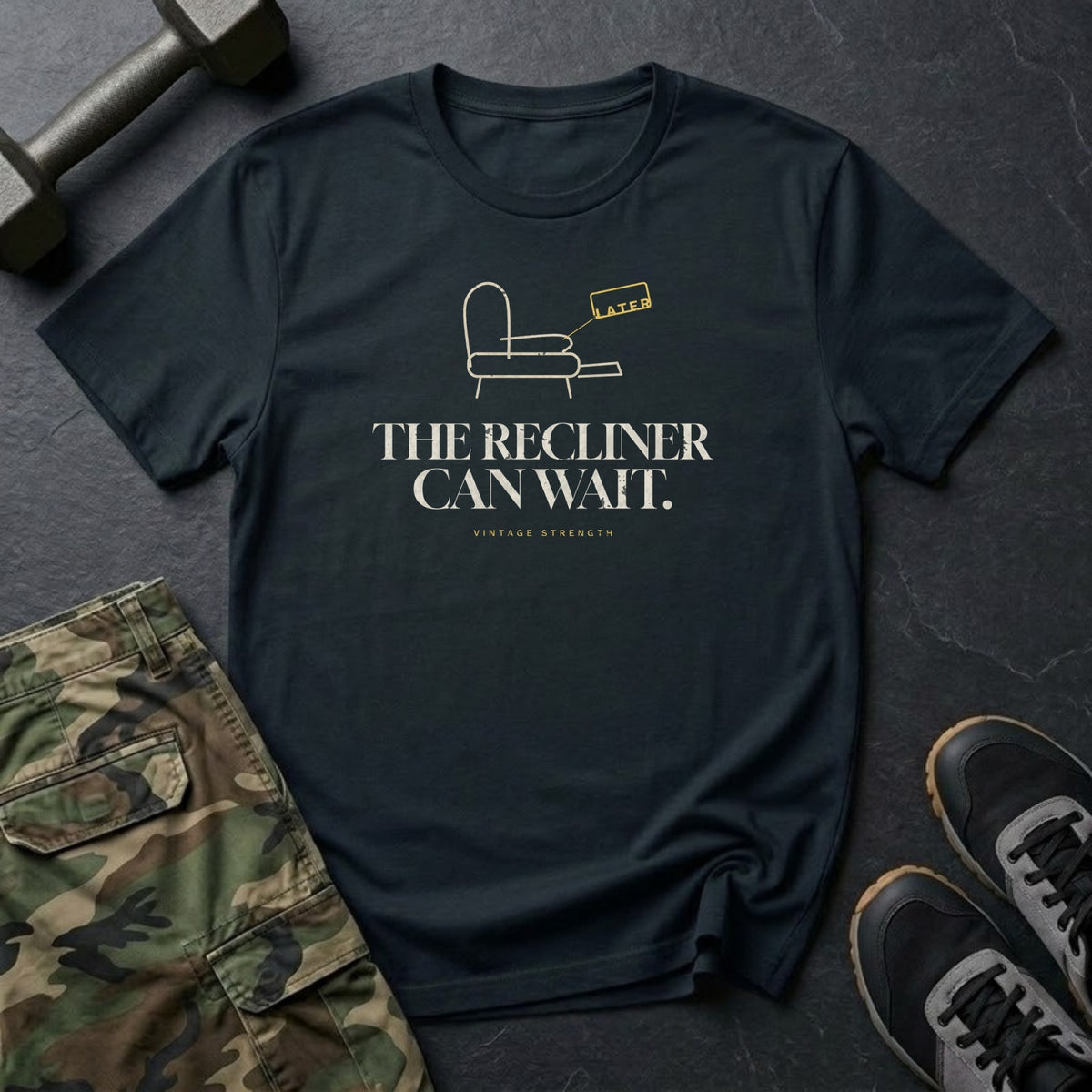 The Recliner Can Wait T-Shirt in Black