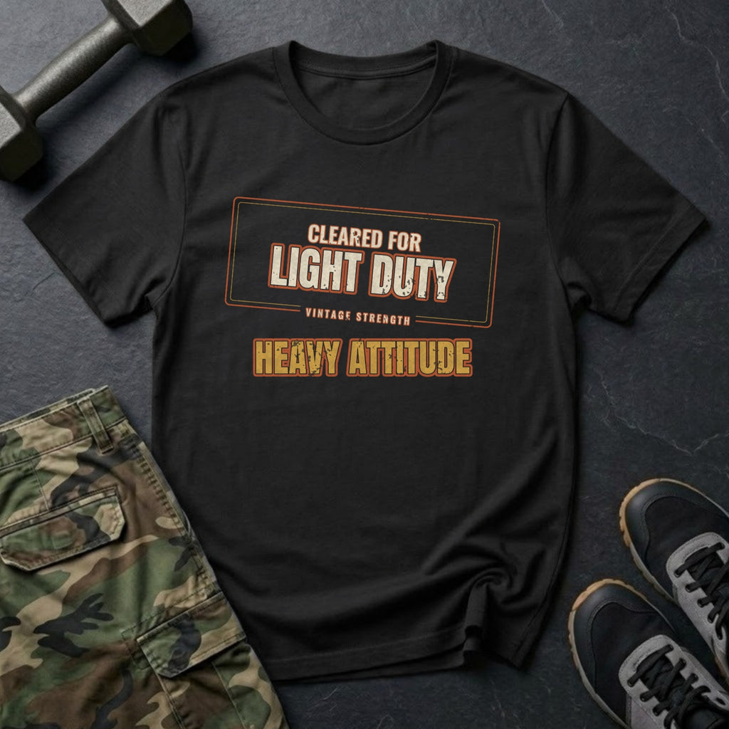 Cleared for Light Duty, Heavy Attitude T-Shirt in Black