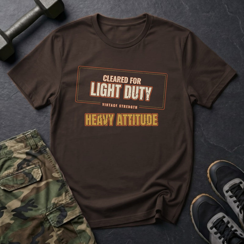 Cleared for Light Duty, Heavy Attitude T-Shirt in Dark Chocolate