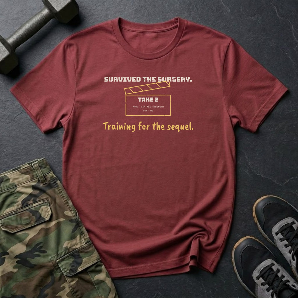 Survived the Surgery. Training for the Sequel. T-Shirt in Heather Cardinal