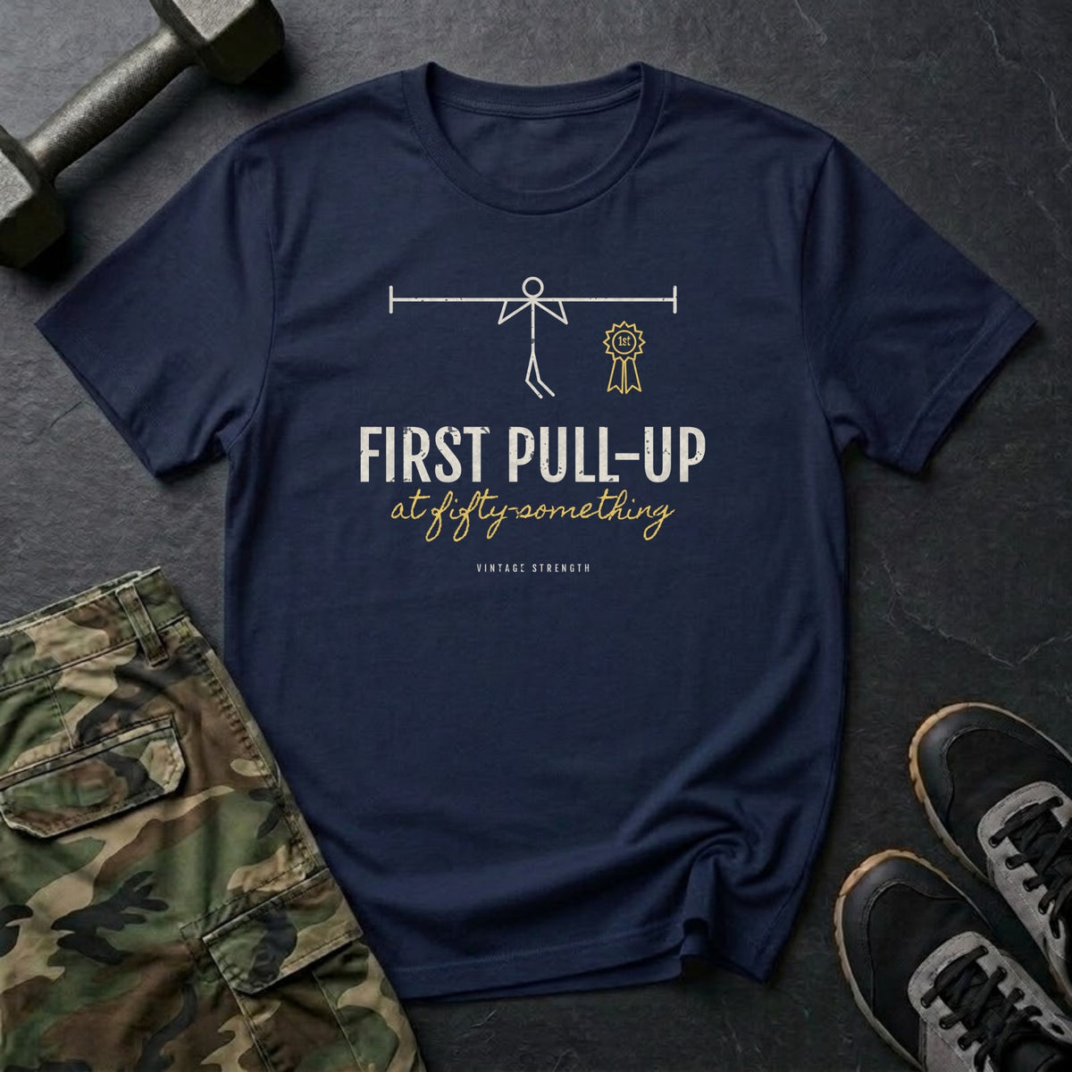 First Pull-Up at Fifty-Something T-Shirt in Navy