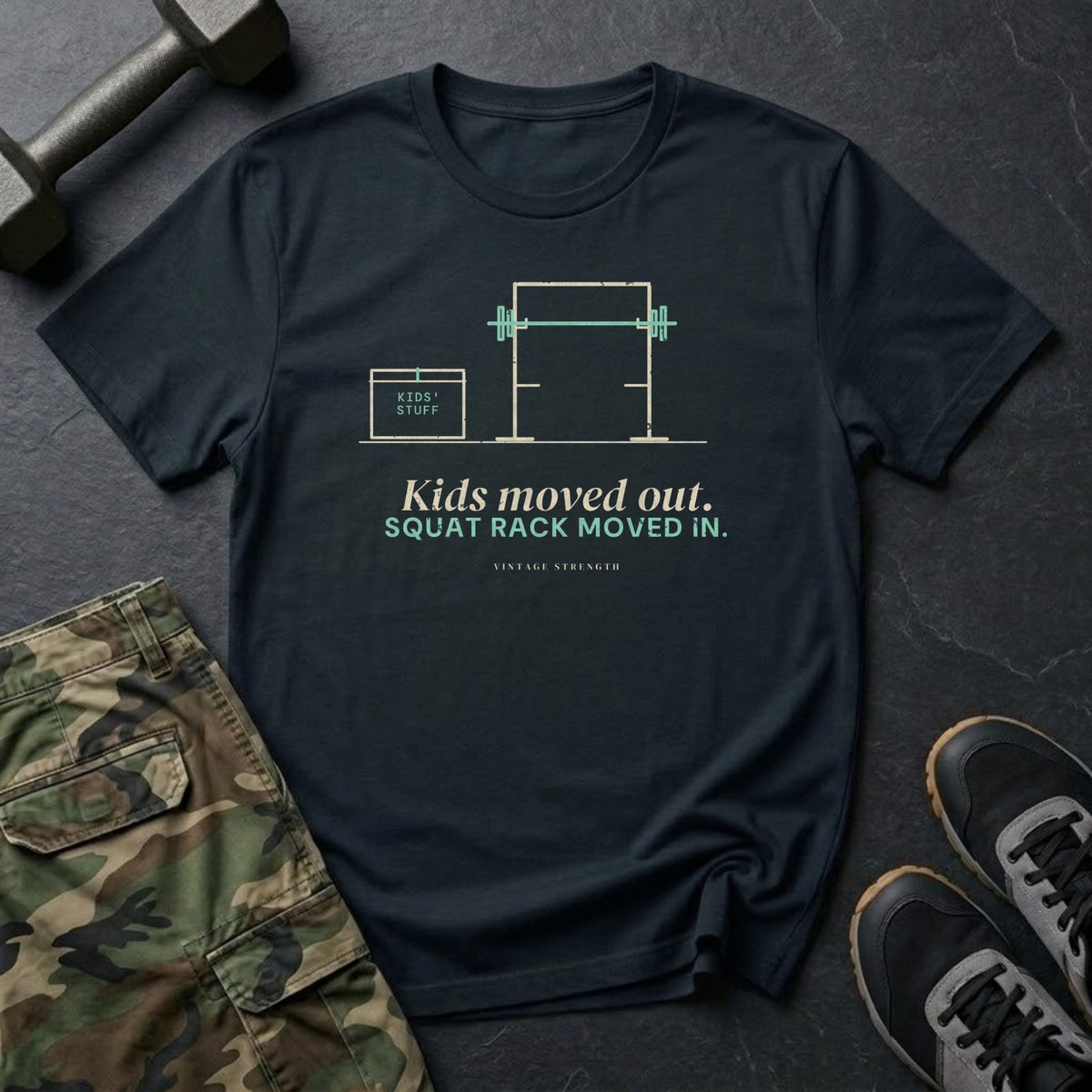 Kids Moved Out. Squat Rack Moved In. T-Shirt in Black