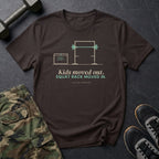 Kids Moved Out. Squat Rack Moved In. T-Shirt in Dark Chocolate