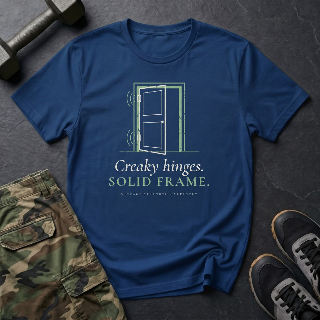 Creaky Hinges. Solid Frame. T-Shirt in Heather Navy
