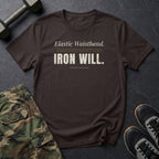 Elastic Waistband. Iron Will. T-Shirt in Dark Chocolate