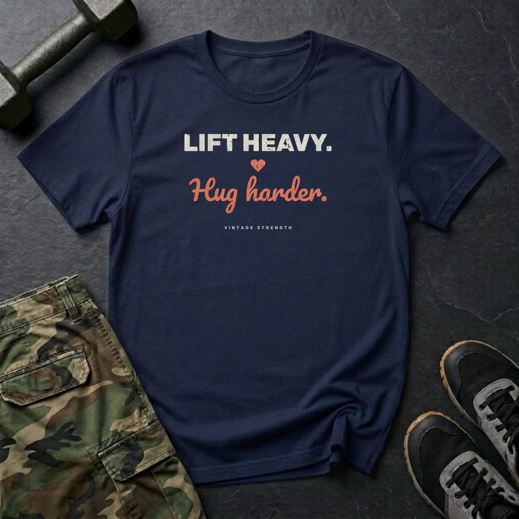 Lift Heavy. Hug Harder. T-Shirt in Navy
