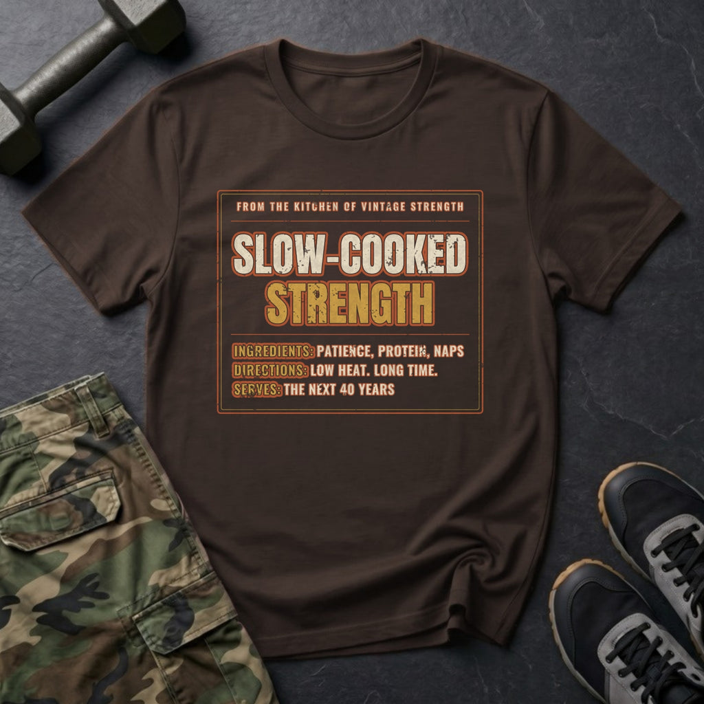 Slow-Cooked Strength: Low Heat, Long Time T-Shirt in Dark Chocolate