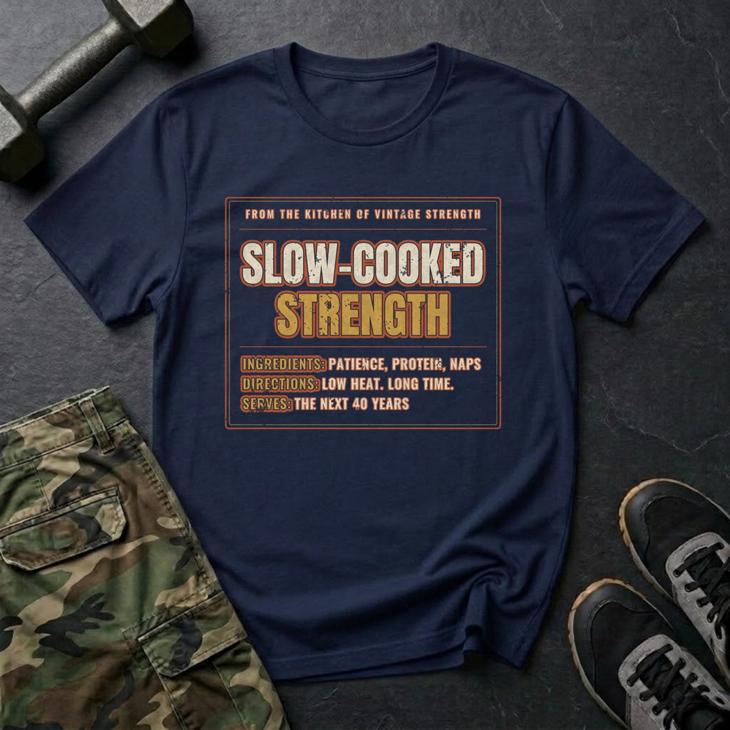 Slow-Cooked Strength: Low Heat, Long Time T-Shirt in Navy