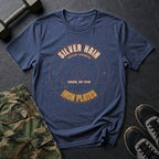 Silver Hair, Iron Plates T-Shirt in Heather Navy