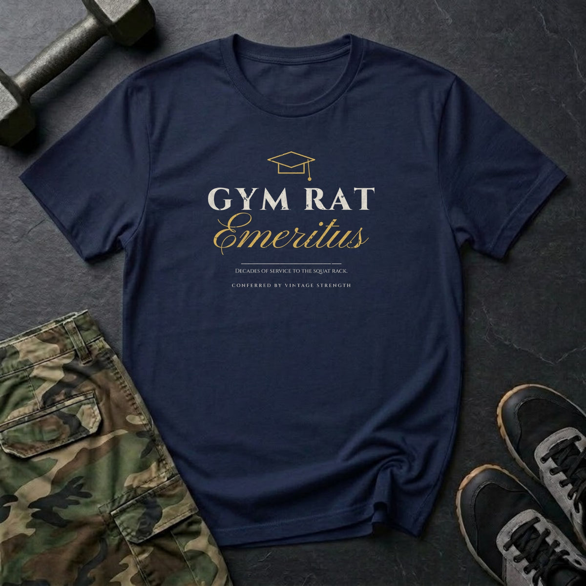 Gym Rat Emeritus T-Shirt in Navy