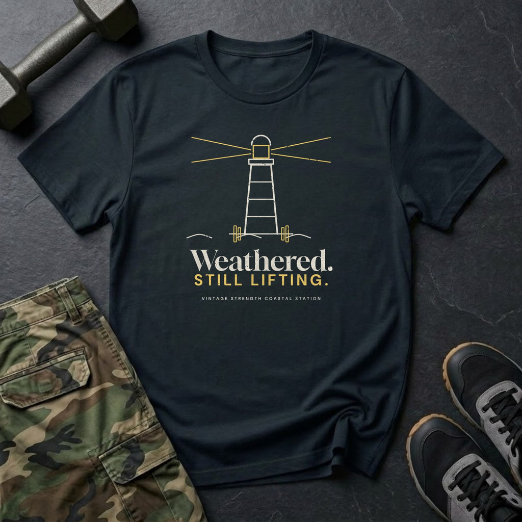 Weathered. Still Lifting. T-Shirt in Black