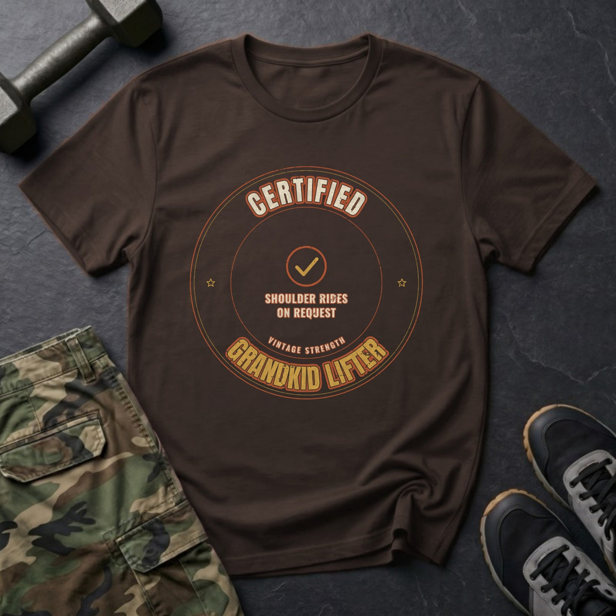 Certified Grandkid Lifter T-Shirt in Dark Chocolate