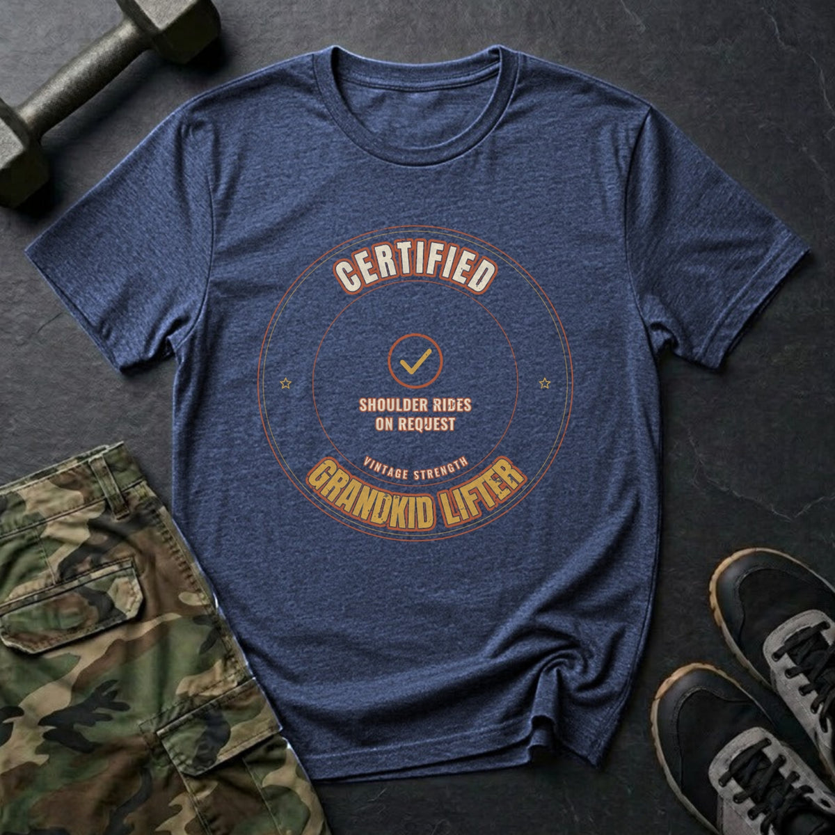 Certified Grandkid Lifter T-Shirt in Heather Navy