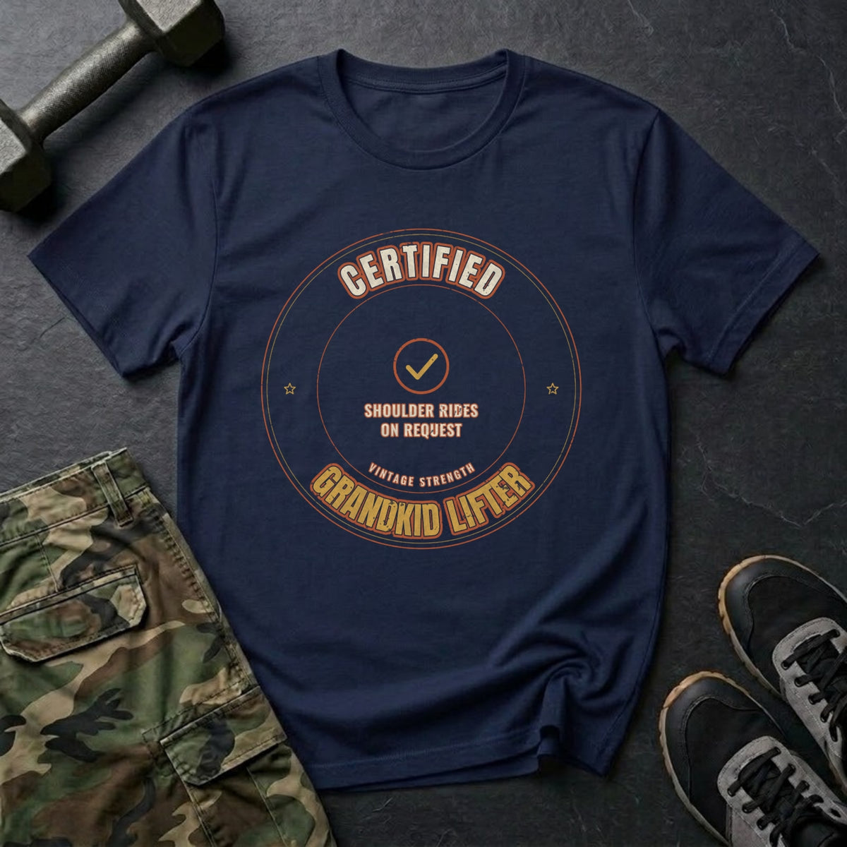 Certified Grandkid Lifter T-Shirt in Navy