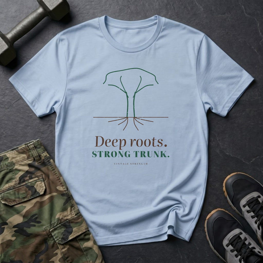 Deep Roots. Strong Trunk. T-Shirt in Light Blue