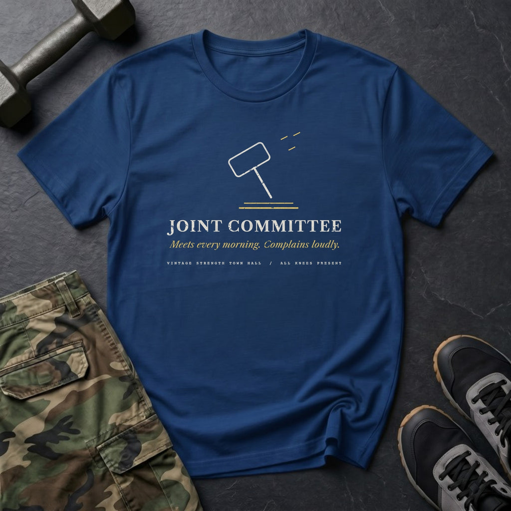 Joint Committee: Meets Every Morning. Complains Loudly. T-Shirt in Heather Navy