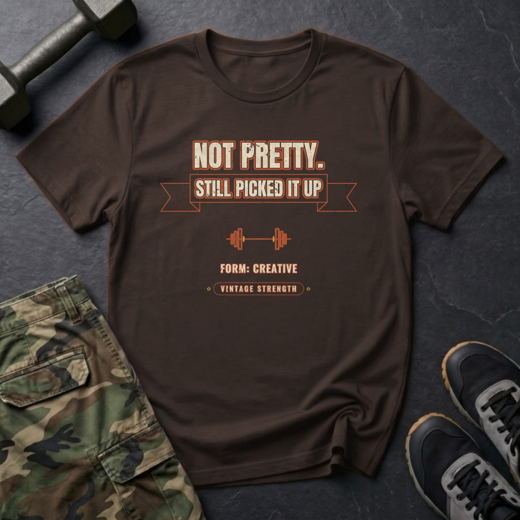 Not Pretty. Still Picked It Up. T-Shirt in Dark Chocolate