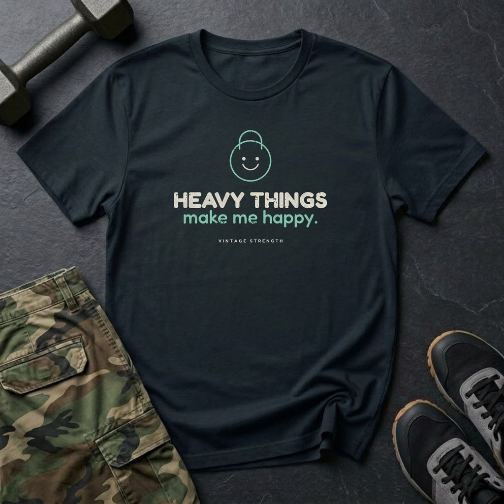 Heavy Things Make Me Happy T-Shirt in Black