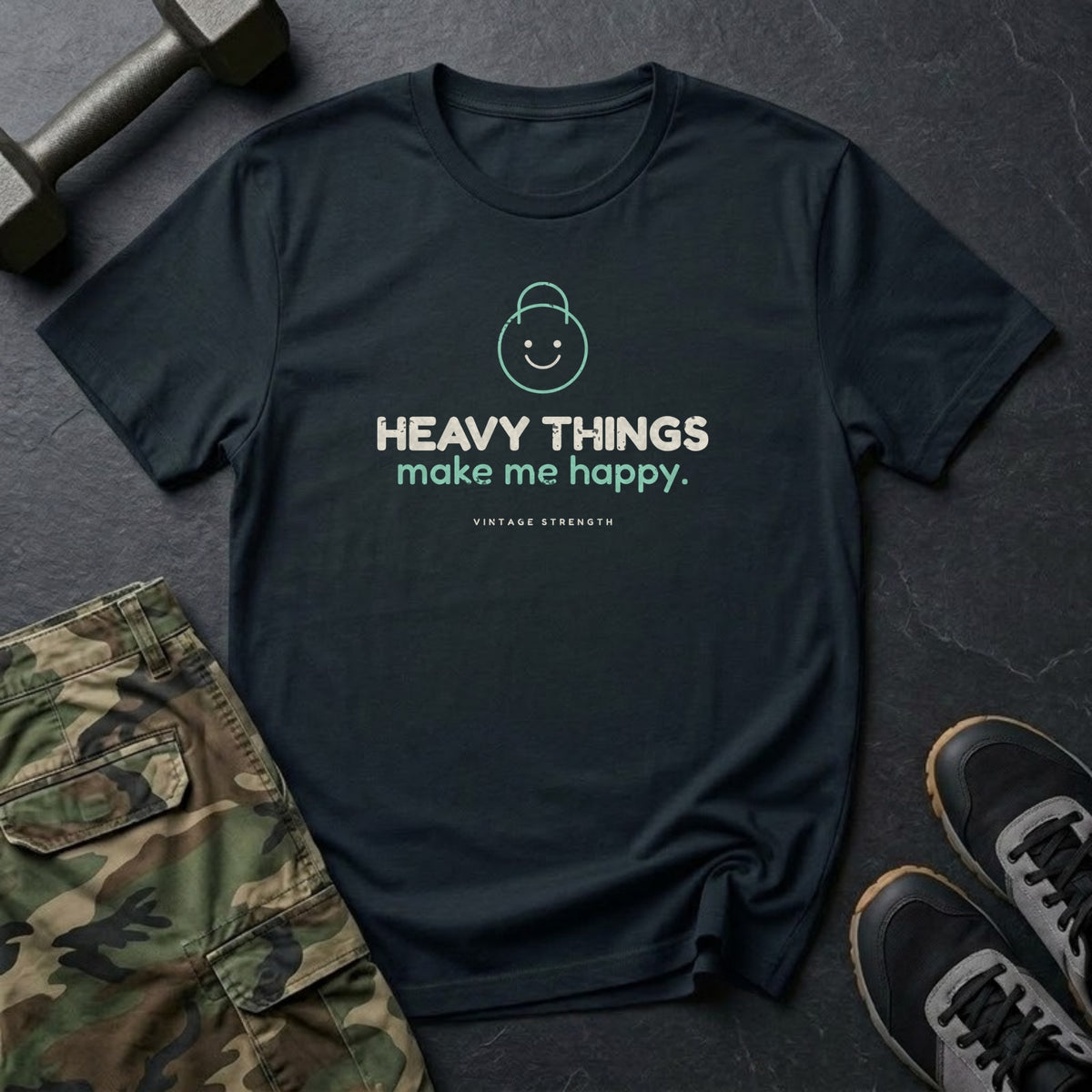 Heavy Things Make Me Happy T-Shirt in Black