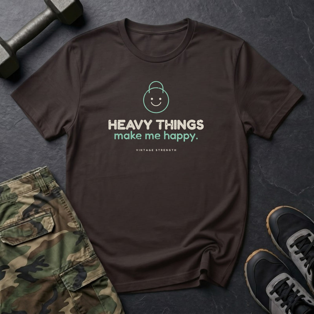 Heavy Things Make Me Happy T-Shirt in Dark Chocolate