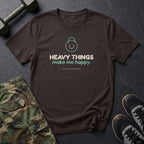 Heavy Things Make Me Happy T-Shirt in Dark Chocolate