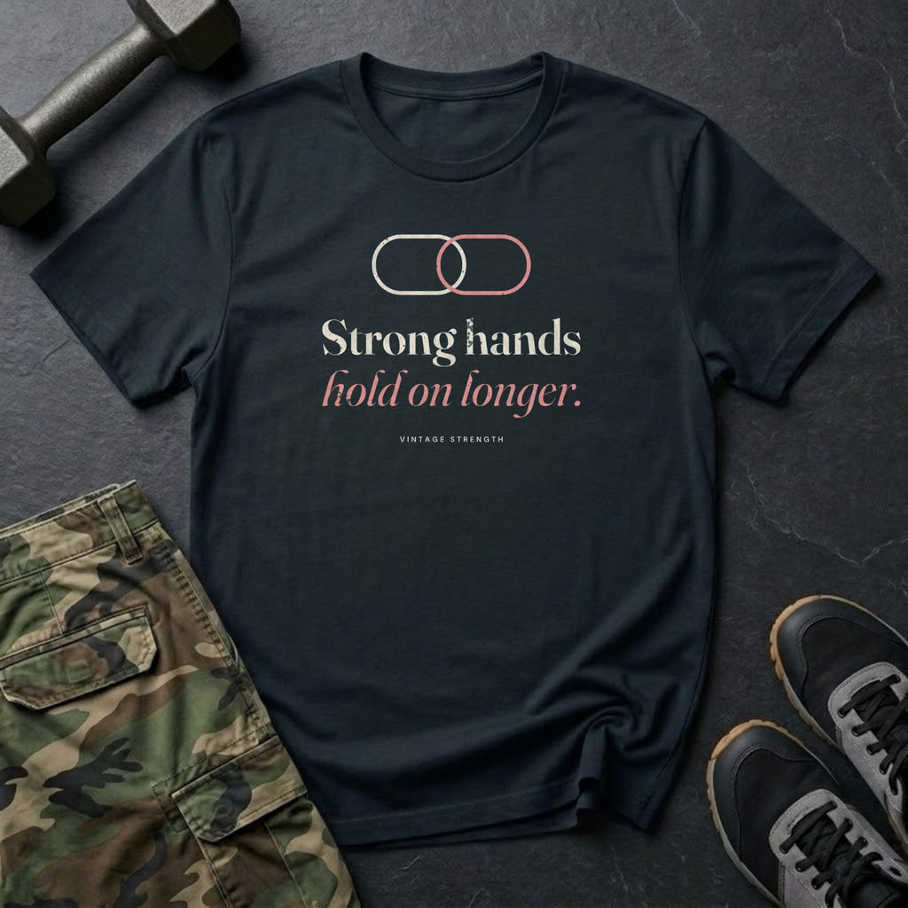 Strong Hands Hold On Longer T-Shirt in Black