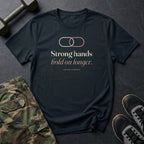 Strong Hands Hold On Longer T-Shirt in Black