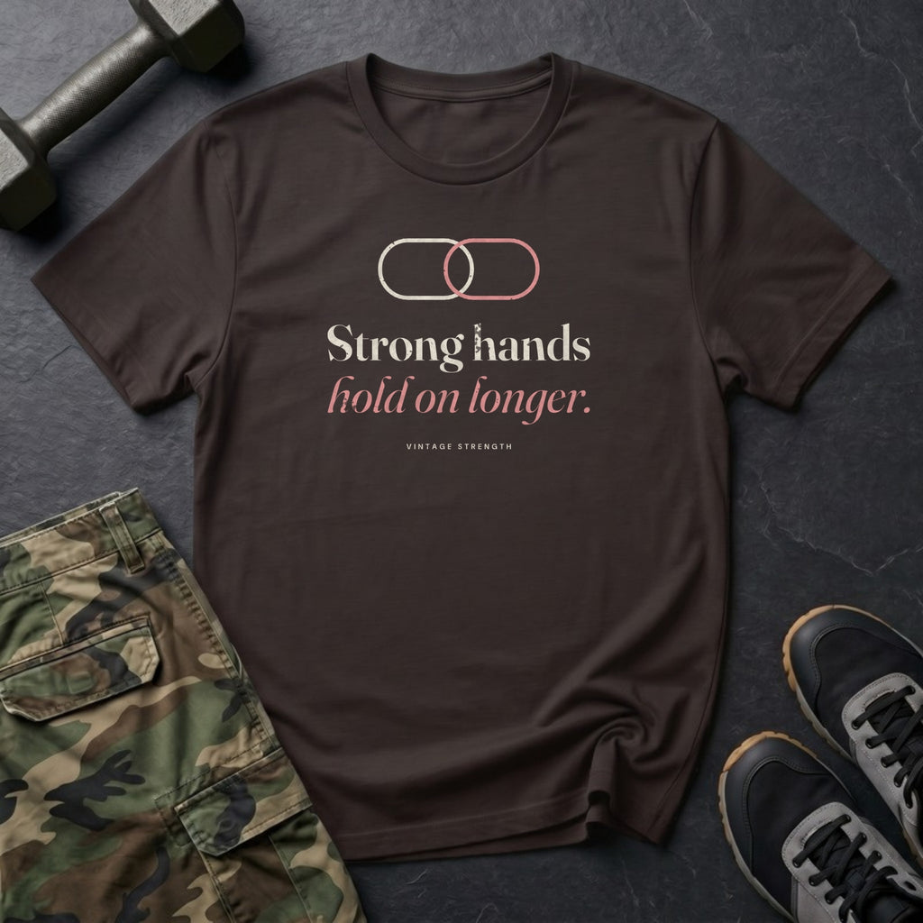 Strong Hands Hold On Longer T-Shirt in Dark Chocolate