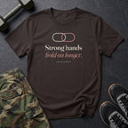 Strong Hands Hold On Longer T-Shirt in Dark Chocolate