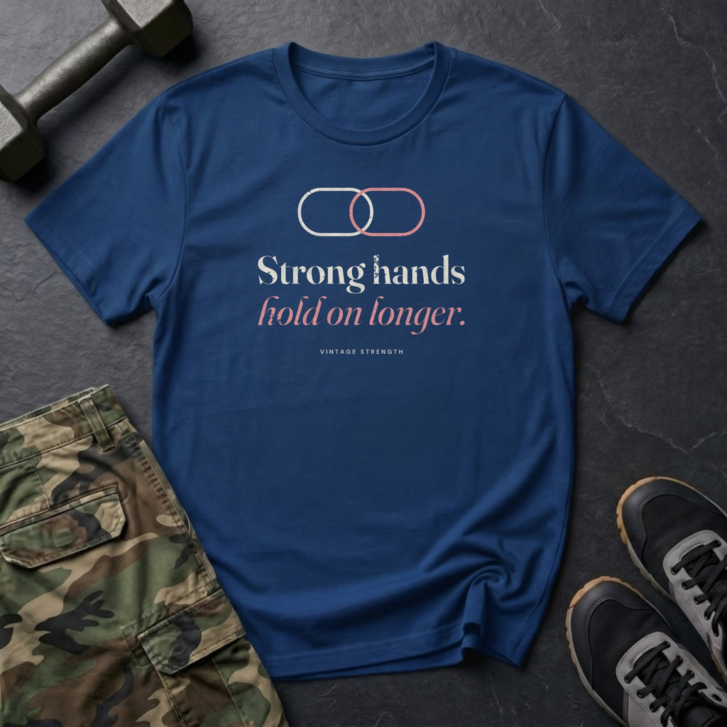 Strong Hands Hold On Longer T-Shirt in Heather Navy