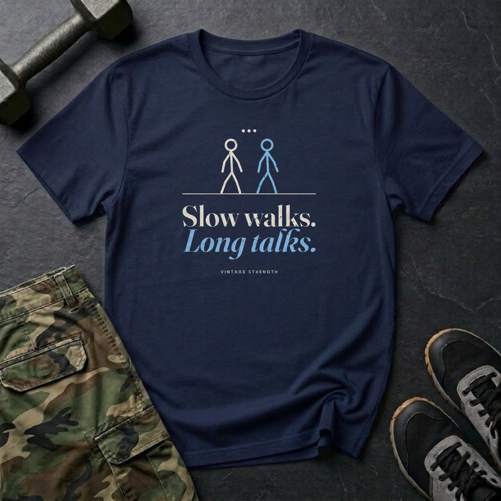 Slow Walks. Long Talks. T-Shirt in Navy