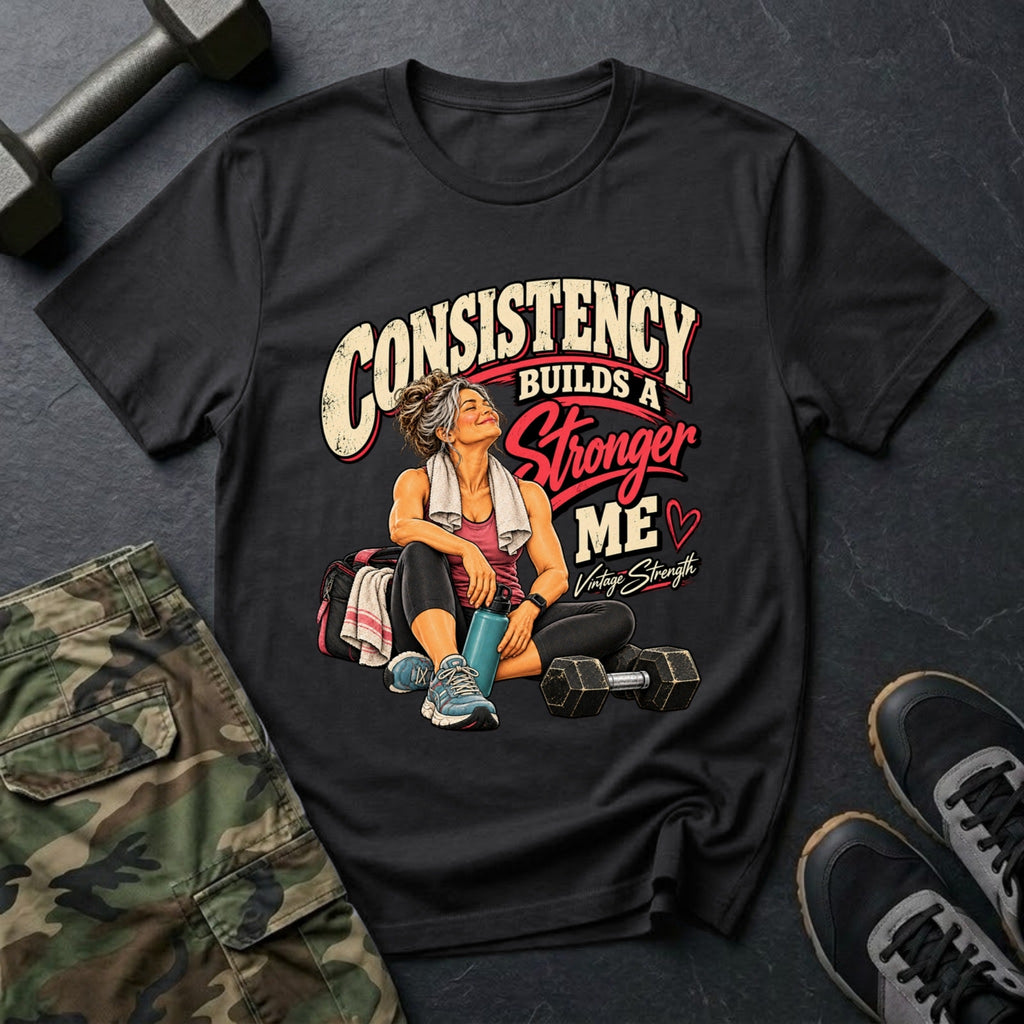 Consistency Builds a Stronger Me - Gym T-Shirt in Black