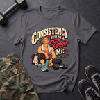 Consistency Builds a Stronger Me - Gym T-Shirt in Charcoal