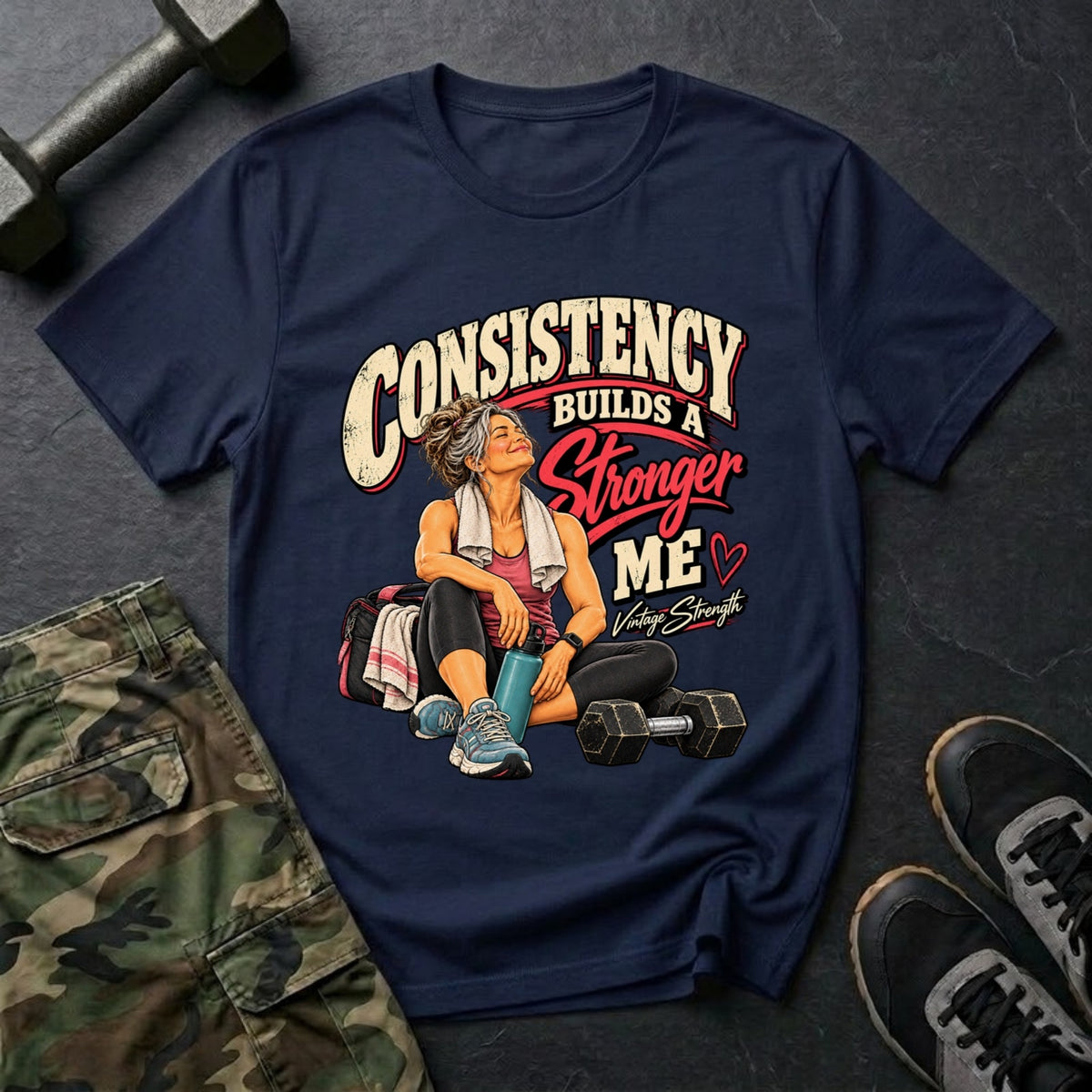 Consistency Builds a Stronger Me - Gym T-Shirt in Navy