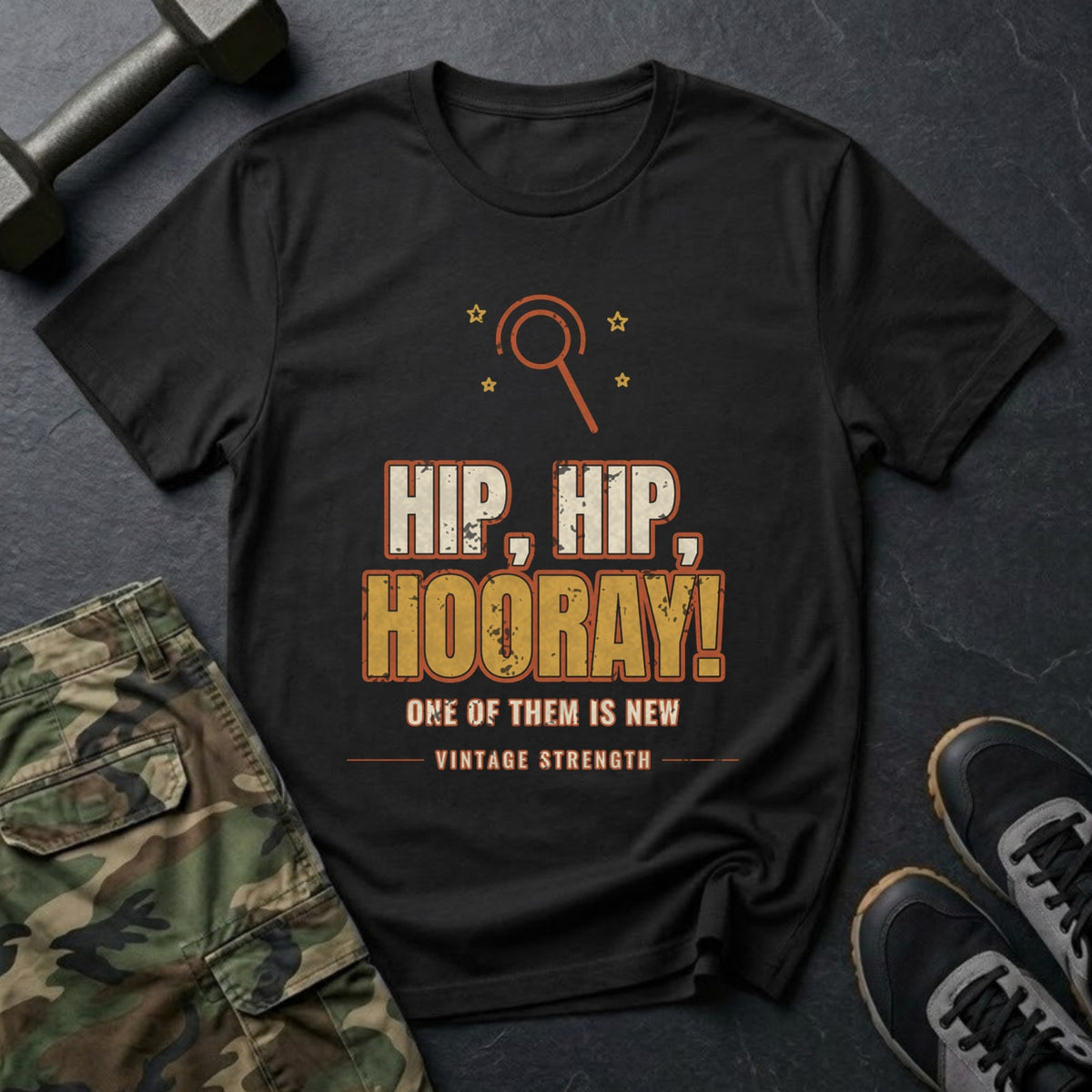 Hip, Hip, Hooray (One of Them Is New) T-Shirt in Black