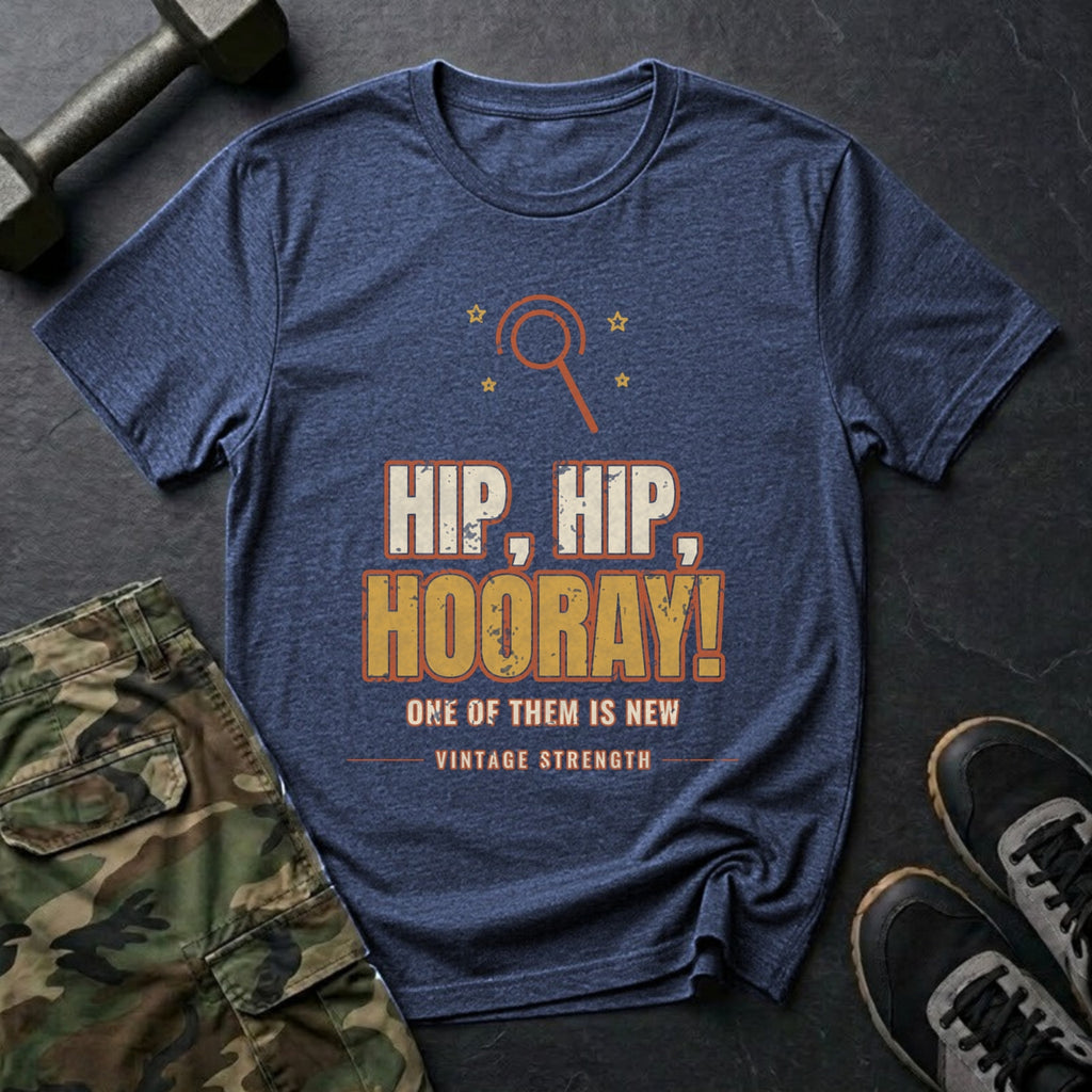 Hip, Hip, Hooray (One of Them Is New) T-Shirt in Heather Navy