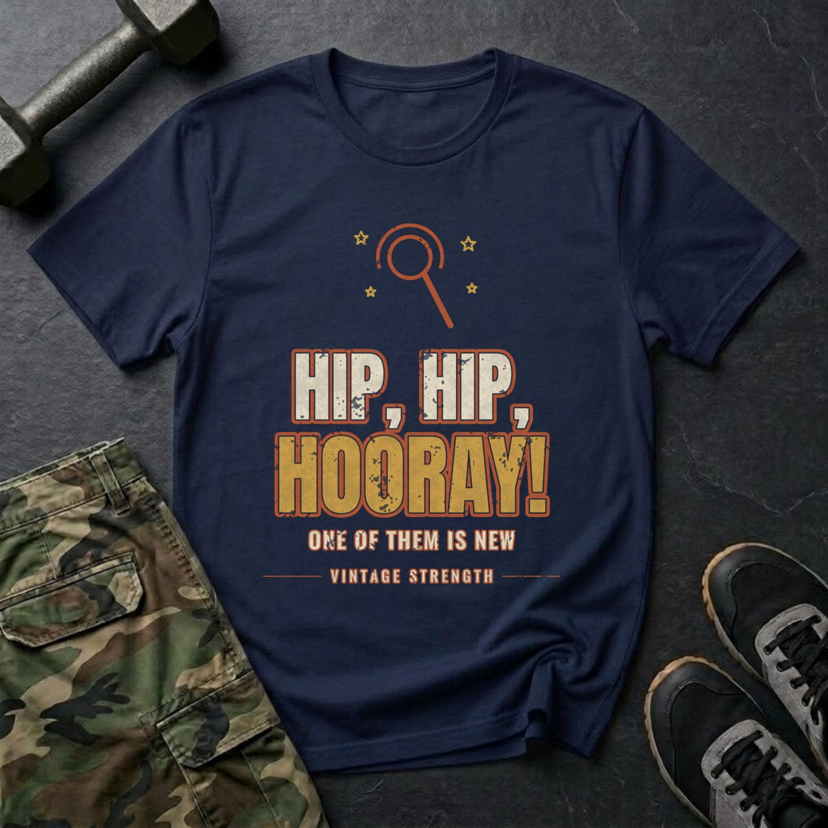 Hip, Hip, Hooray (One of Them Is New) T-Shirt in Navy