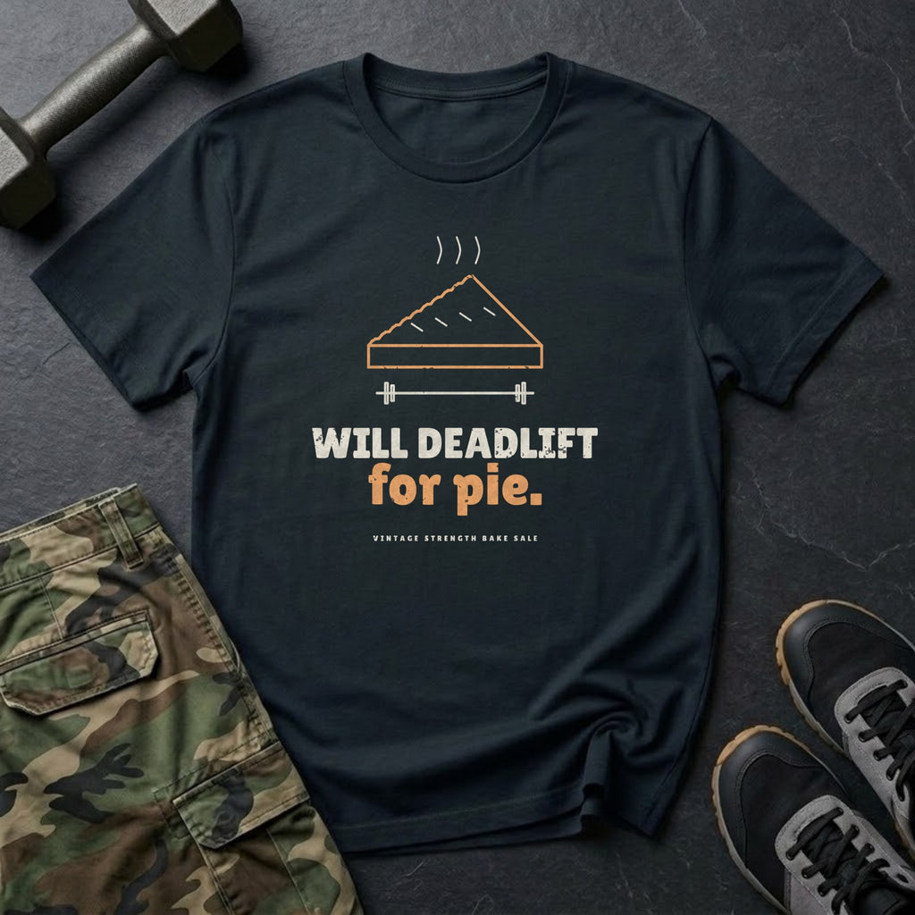 Will Deadlift for Pie T-Shirt in Black